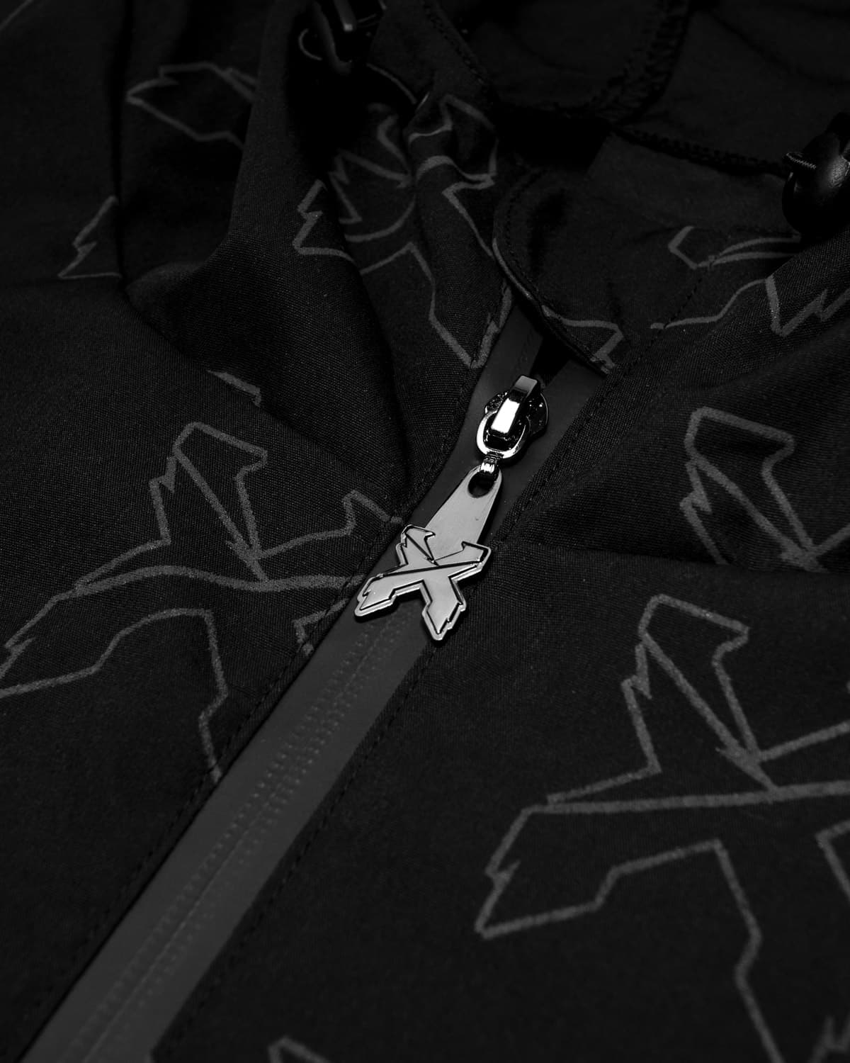 Sliced Logo All-Over Spectrum Reflective Zip Up Jacket (Black) - Excision