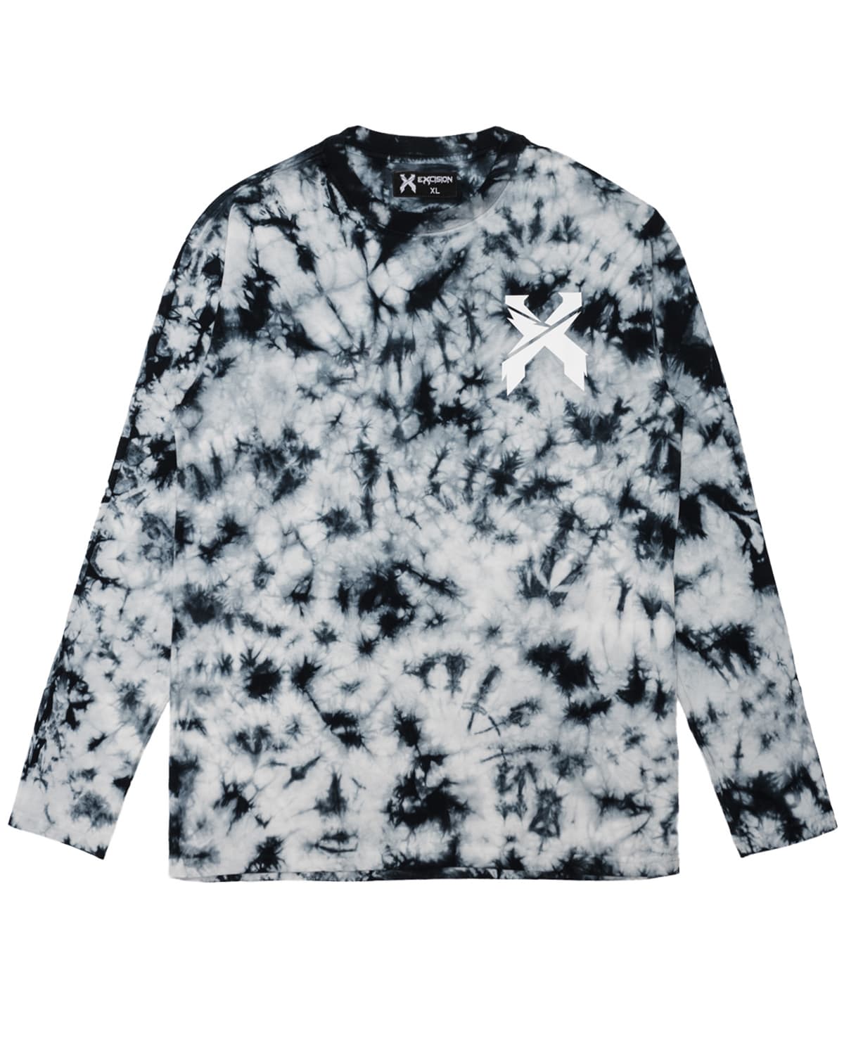 Sliced Logo Tie Dye Long Sleeve Tee (Black/White) - Excision
