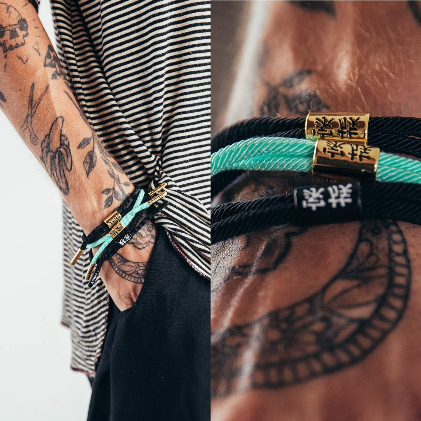 Kazoku New School (Aqua/Gold) - New School Bracelet - Electric Family- Electric Family Official Artist Merchandise