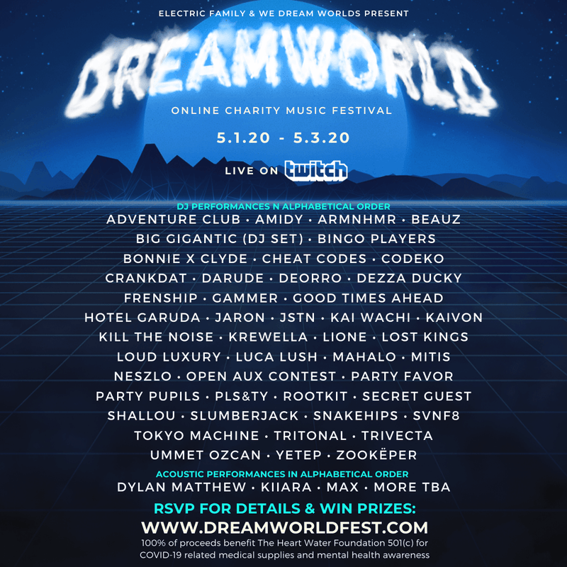 Electric Family & We Dream Worlds Present: DREAMWORLD Online Charity Music Festival [Updated Set Times]