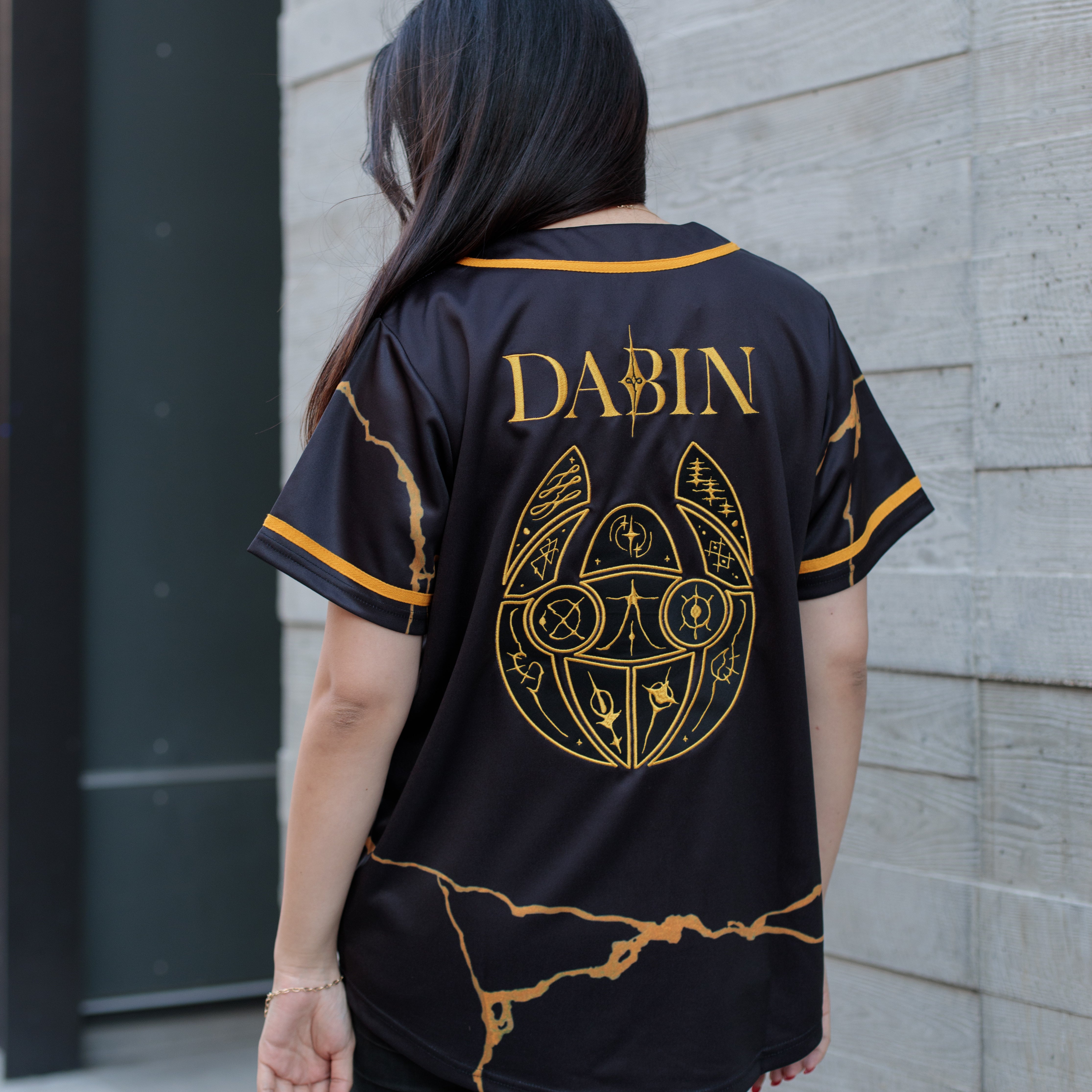Dabin - Between Broken Glyph Mask Baseball Jersey - Baseball Jersey -  Dabin-  Electric Family Official Artist Merchandise