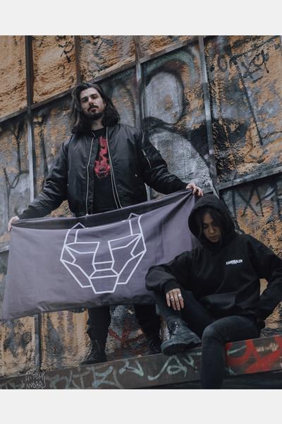 BTSM - Tiger Helmet - Logo Flag - Flag -  Black Tiger Sex Machine-  Electric Family Official Artist Merchandise