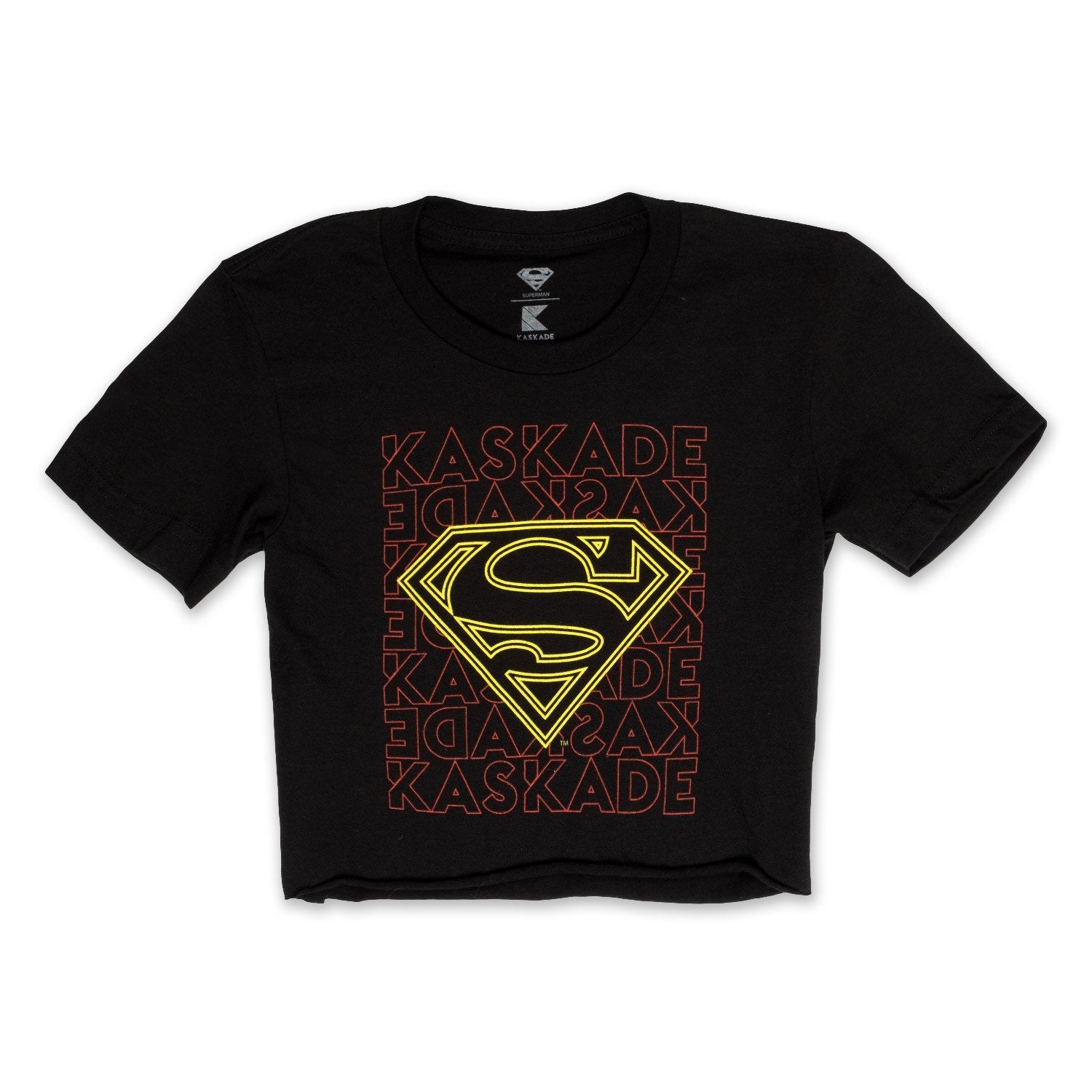 Kaskade x Superman Stacked Crop Tee - Crop Tee -  Kaskade-  Electric Family Official Artist Merchandise