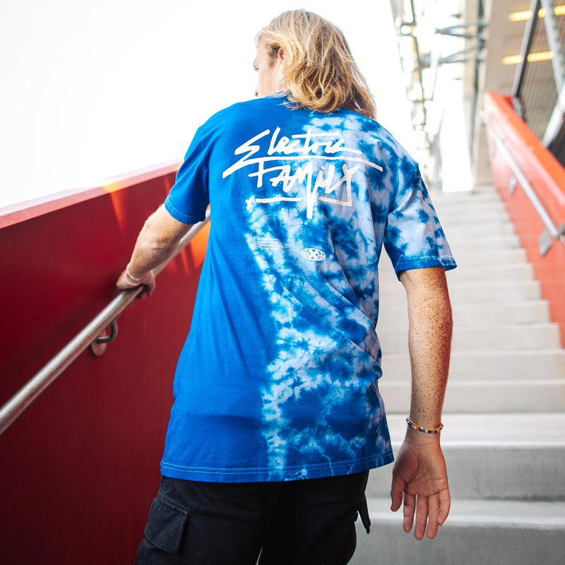 Graffiti Script Blue Dye Tee - Standard Tee -  Electric Family-  Electric Family Official Artist Merchandise