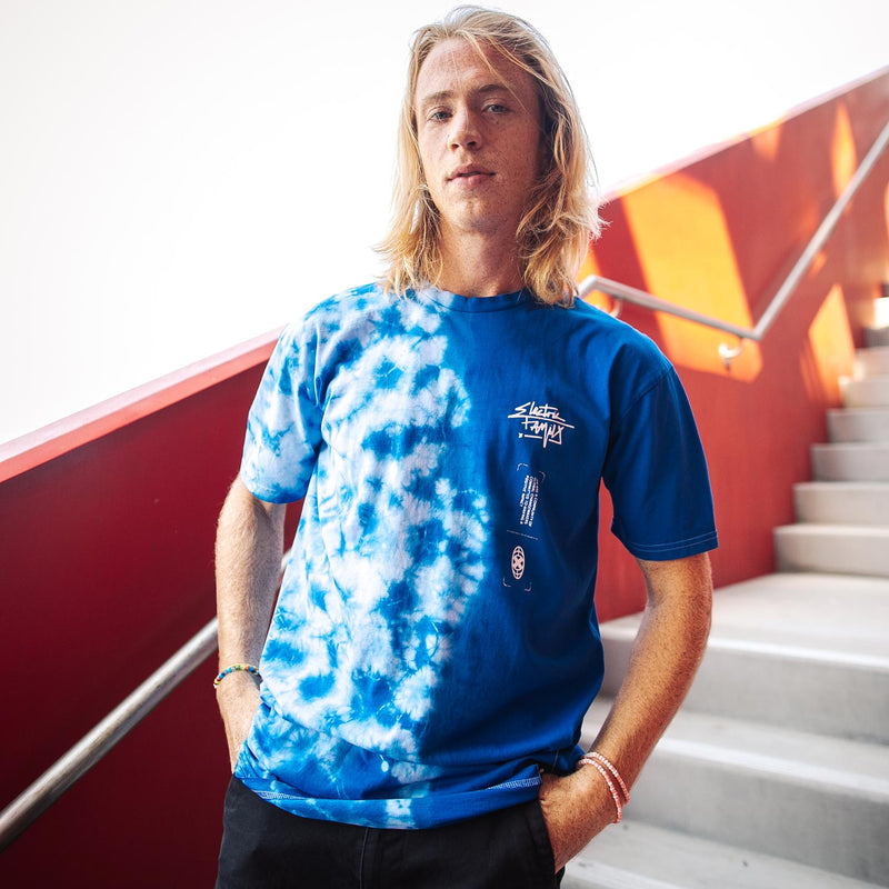 Graffiti Script Blue Dye Tee - Standard Tee -  Electric Family-  Electric Family Official Artist Merchandise