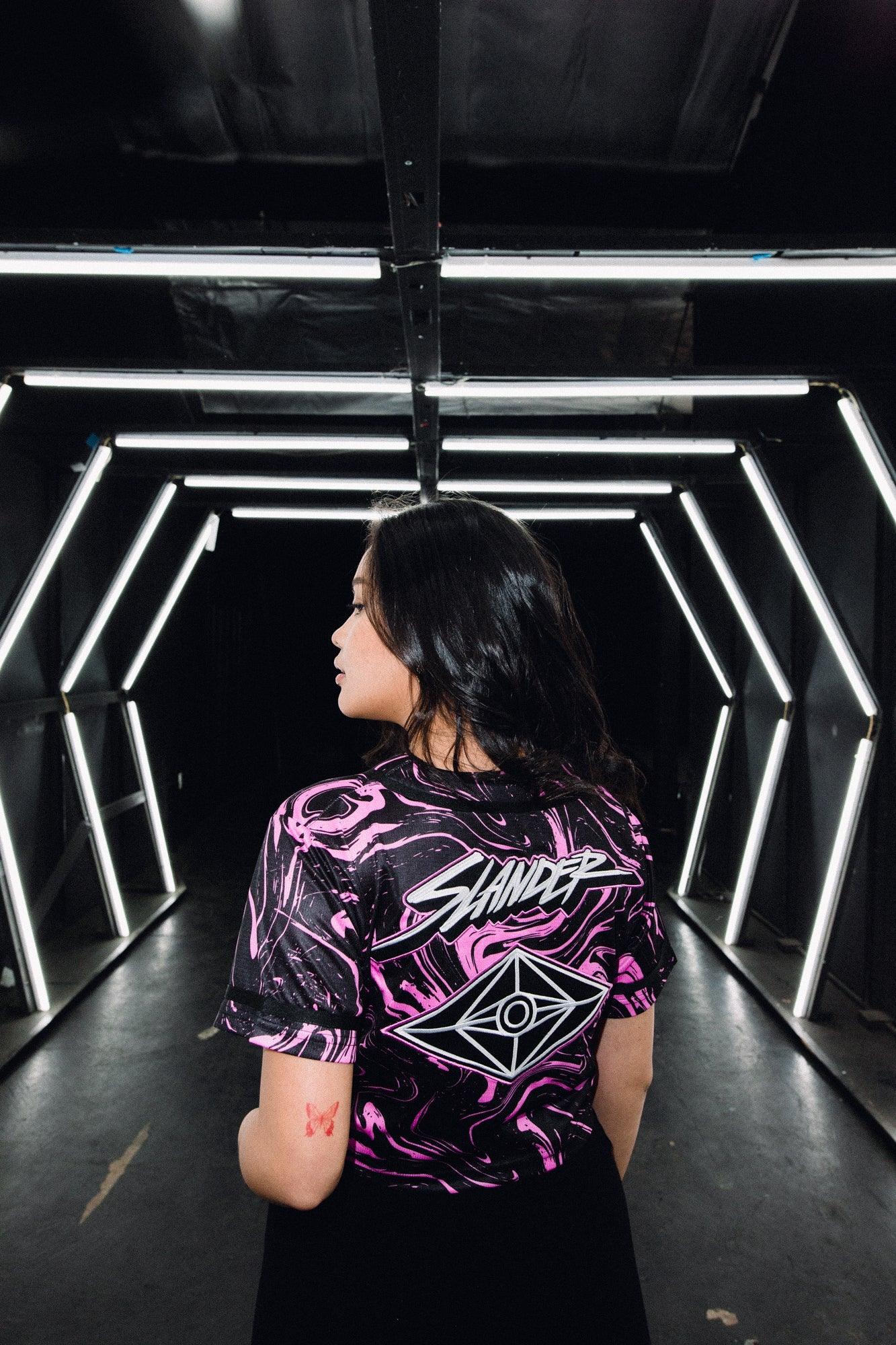 SPACEMAN CROP JERSEY - PINK/BLACK MARBLE