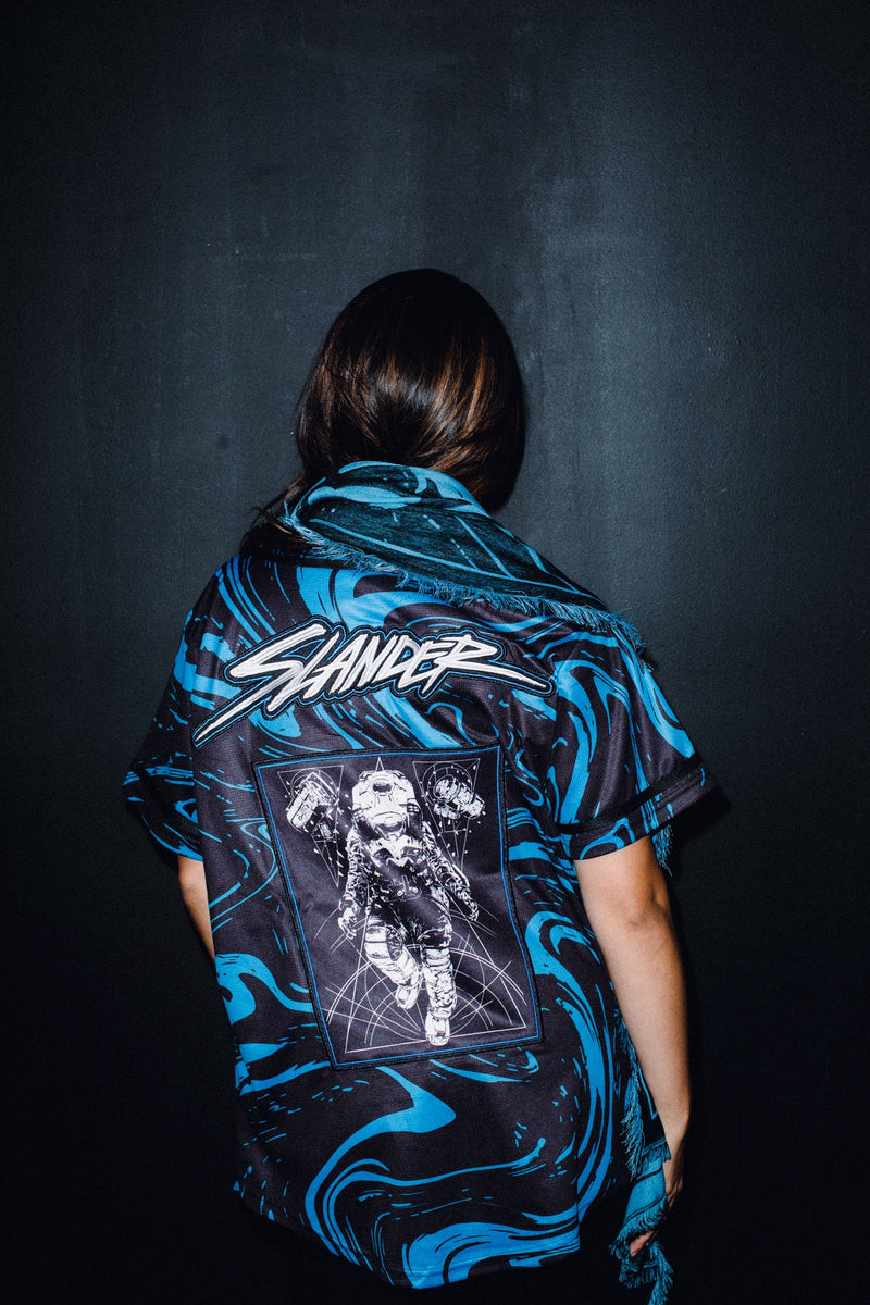SLANDER PASHMINA - BLUE/BLACK MARBLE