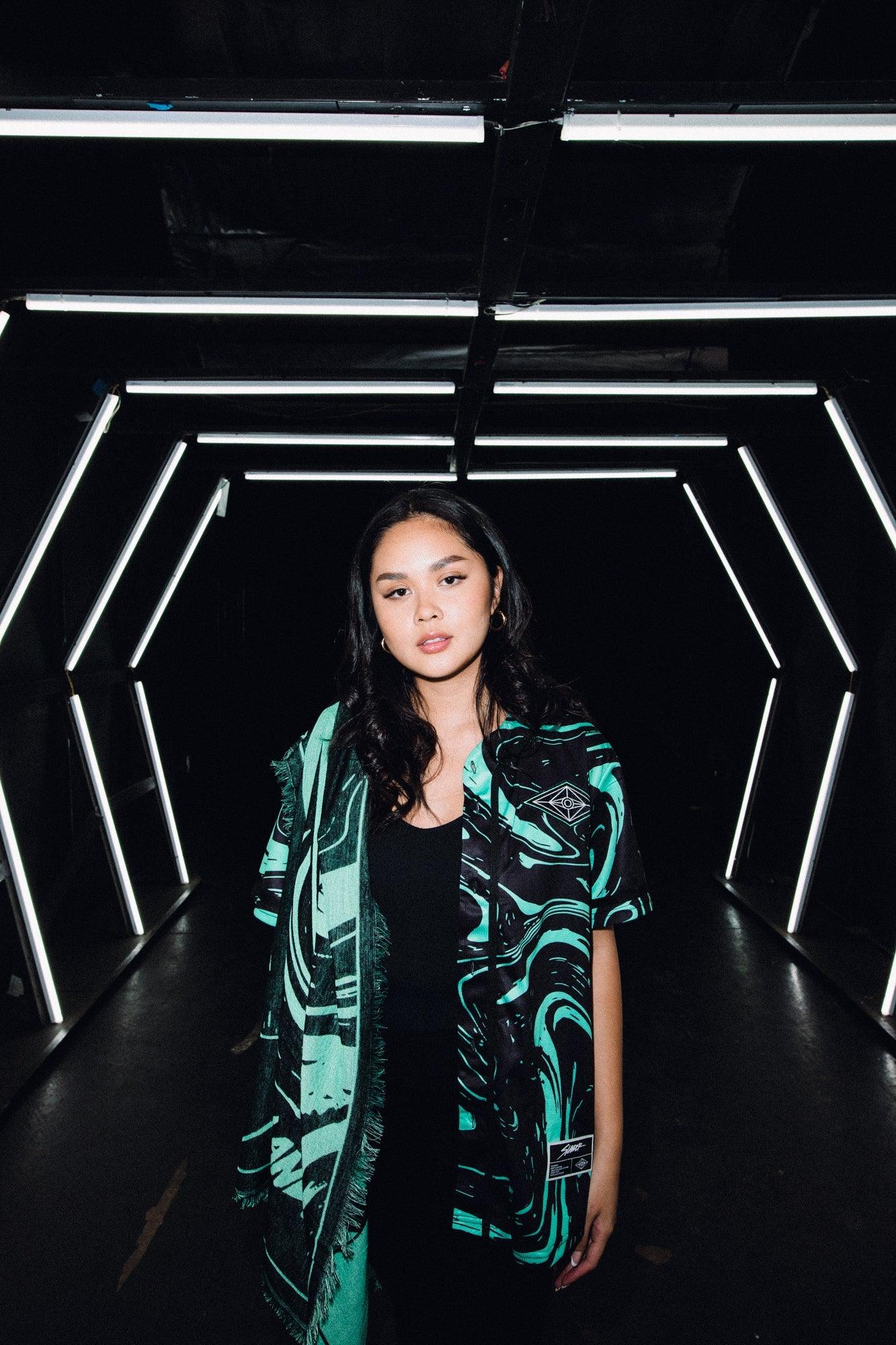 SLANDER PASHMINA - MINT/BLACK MARBLE