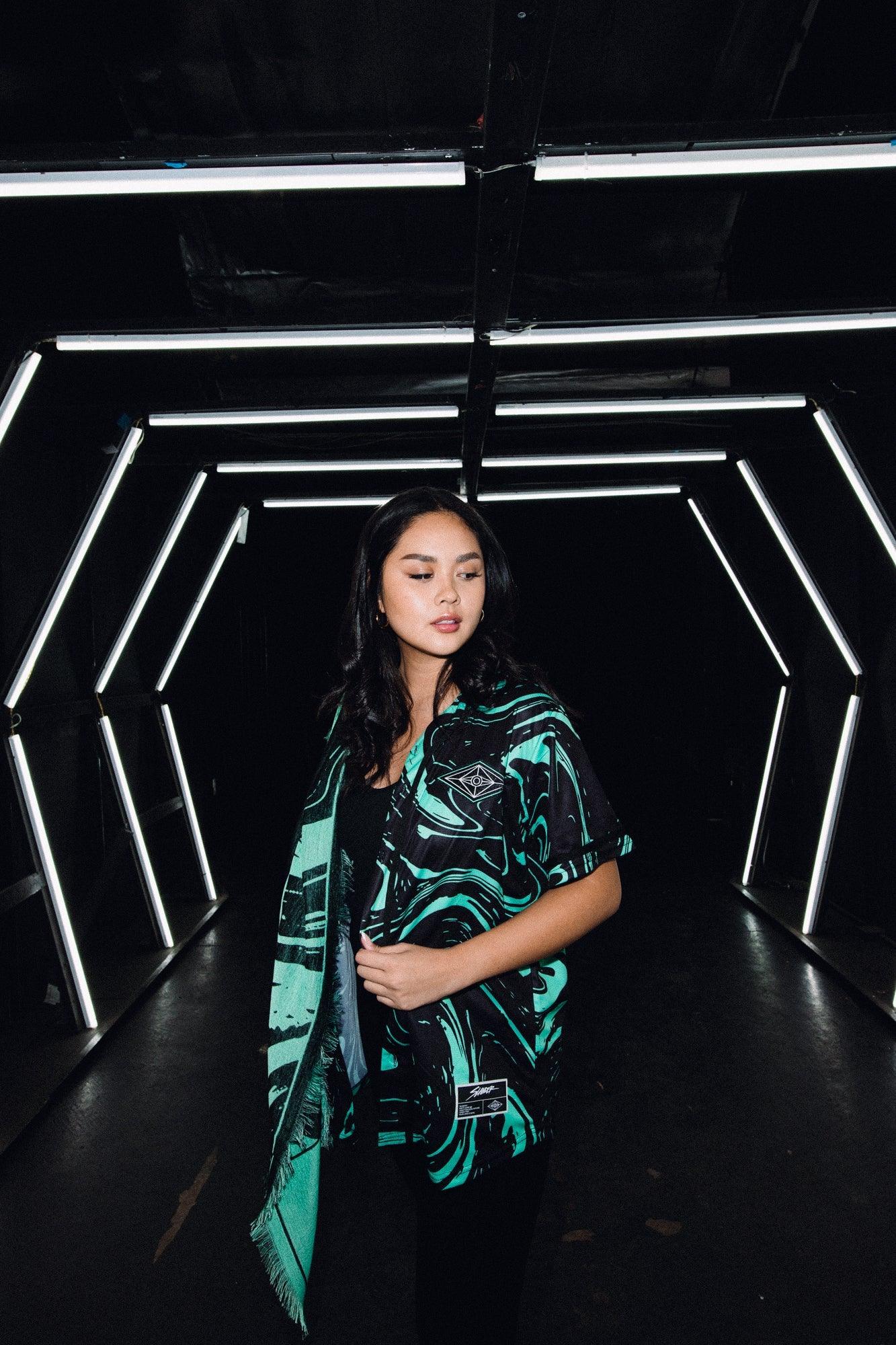 SLANDER PASHMINA - MINT/BLACK MARBLE