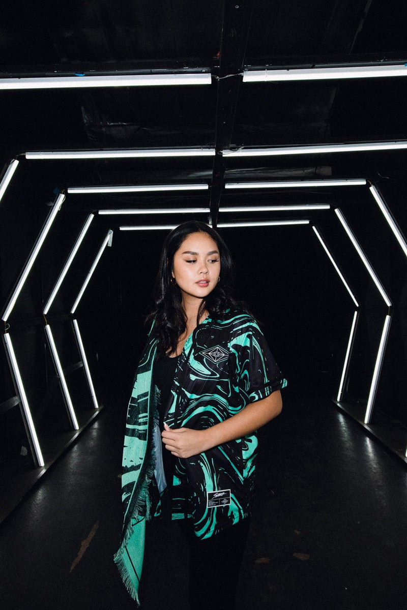 SLANDER PASHMINA - TEAL/BLACK MARBLE