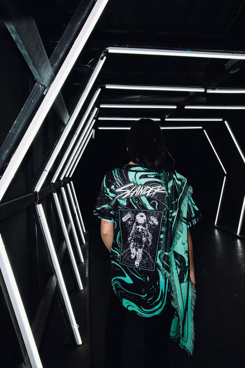 SLANDER PASHMINA - TEAL/BLACK MARBLE