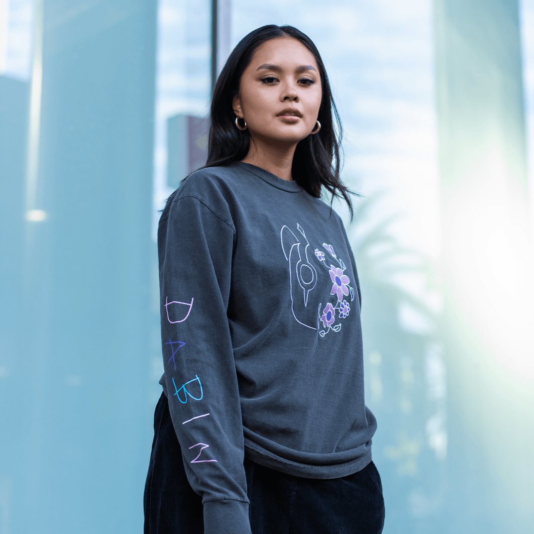 Dabin - Embroidered Charcoal Long Sleeve - Long Sleeve -  Dabin-  Electric Family Official Artist Merchandise