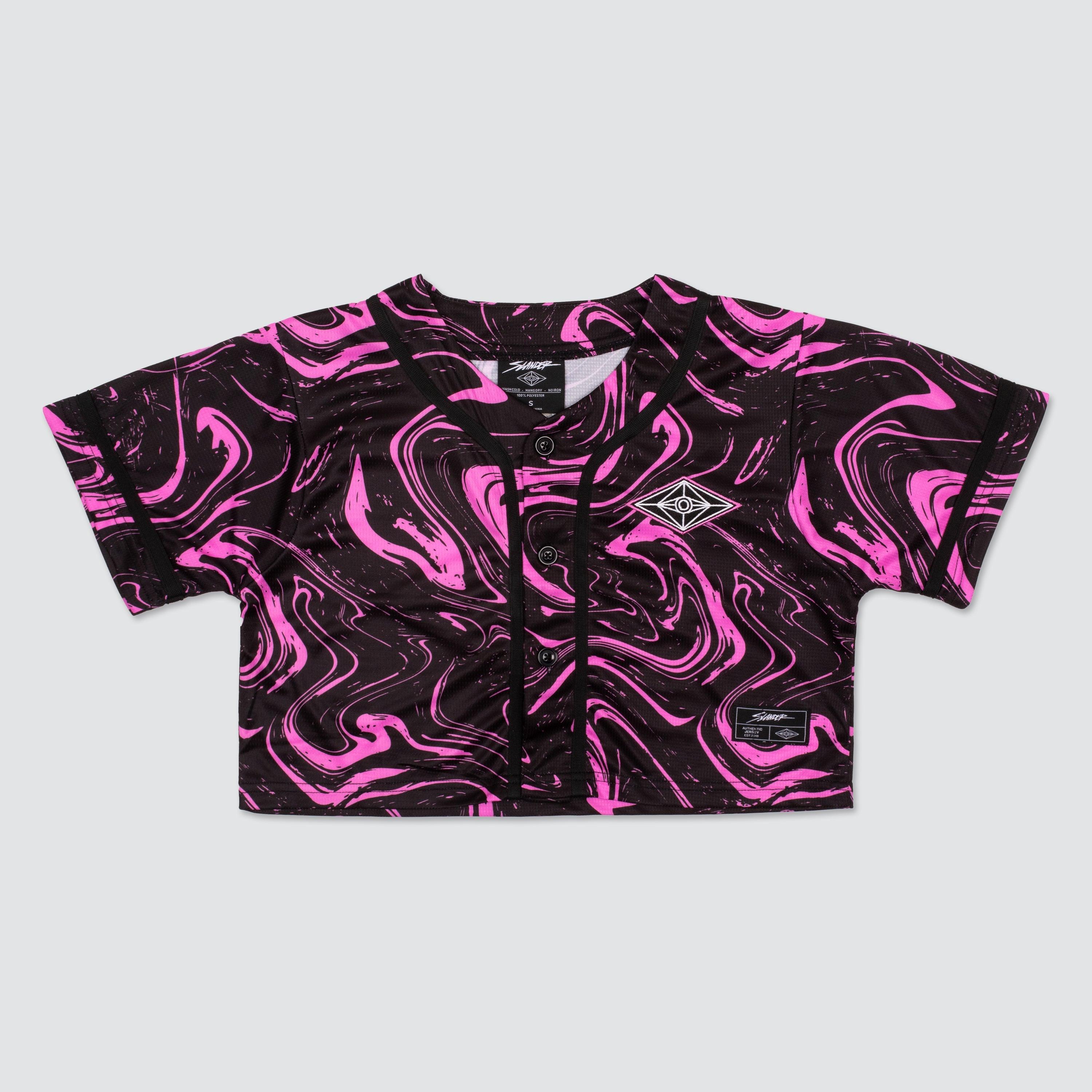 SPACEMAN CROP JERSEY - PINK/BLACK MARBLE