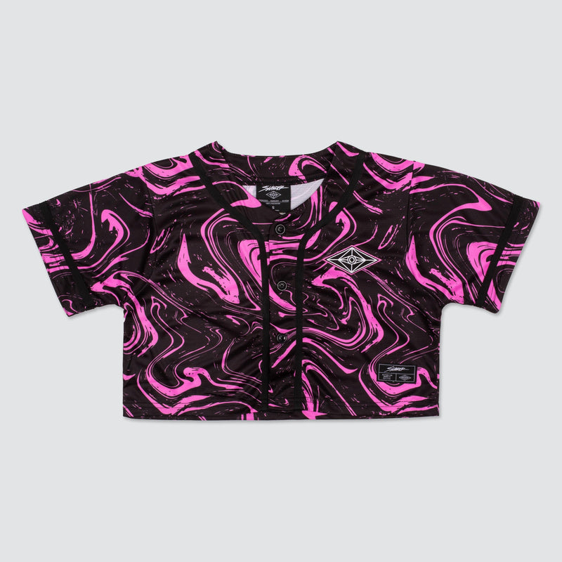 SPACEMAN CROP JERSEY - PINK/BLACK MARBLE