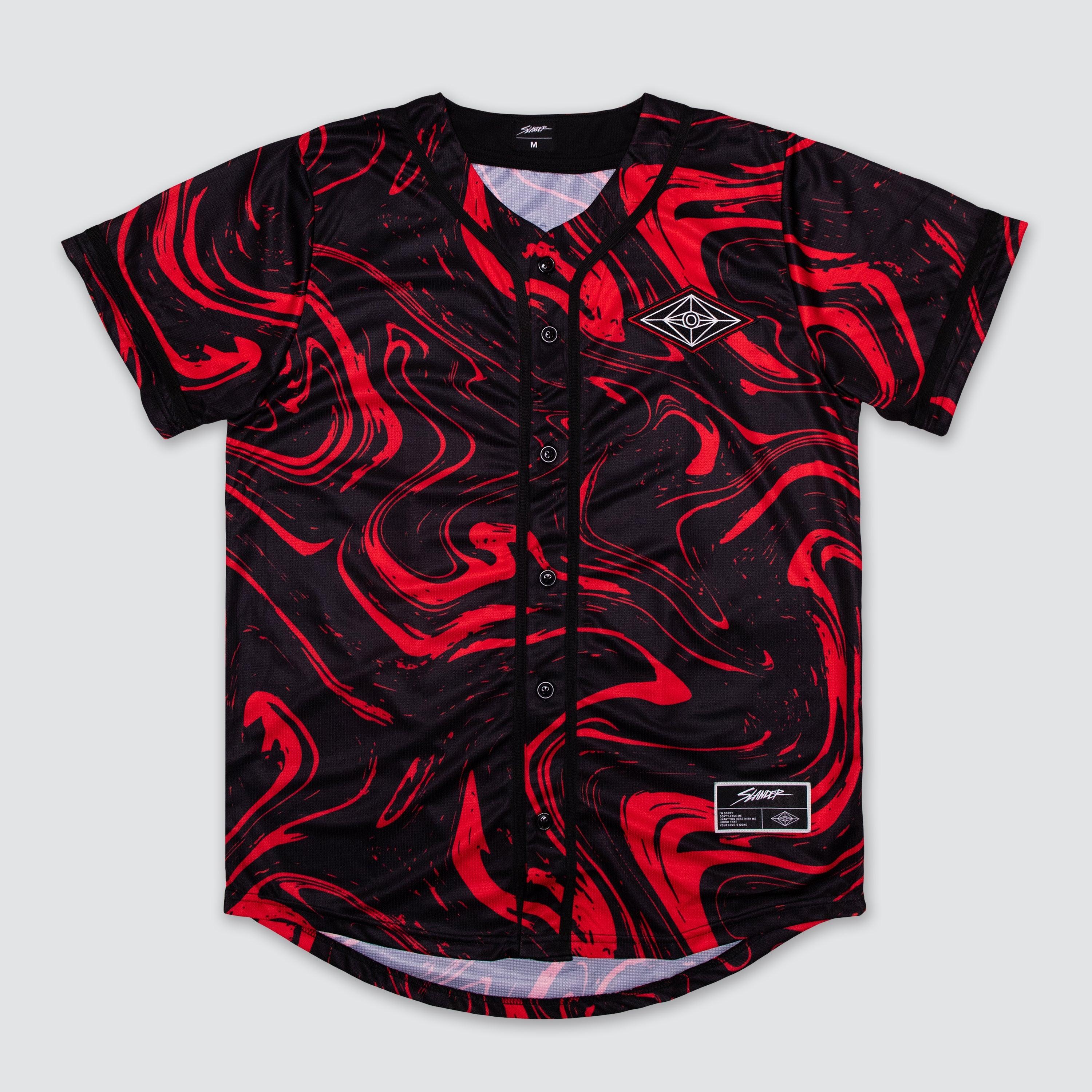 SPACEMAN JERSEY - RED/BLACK MARBLE - Baseball Jersey -  Slander-  Electric Family Official Artist Merchandise