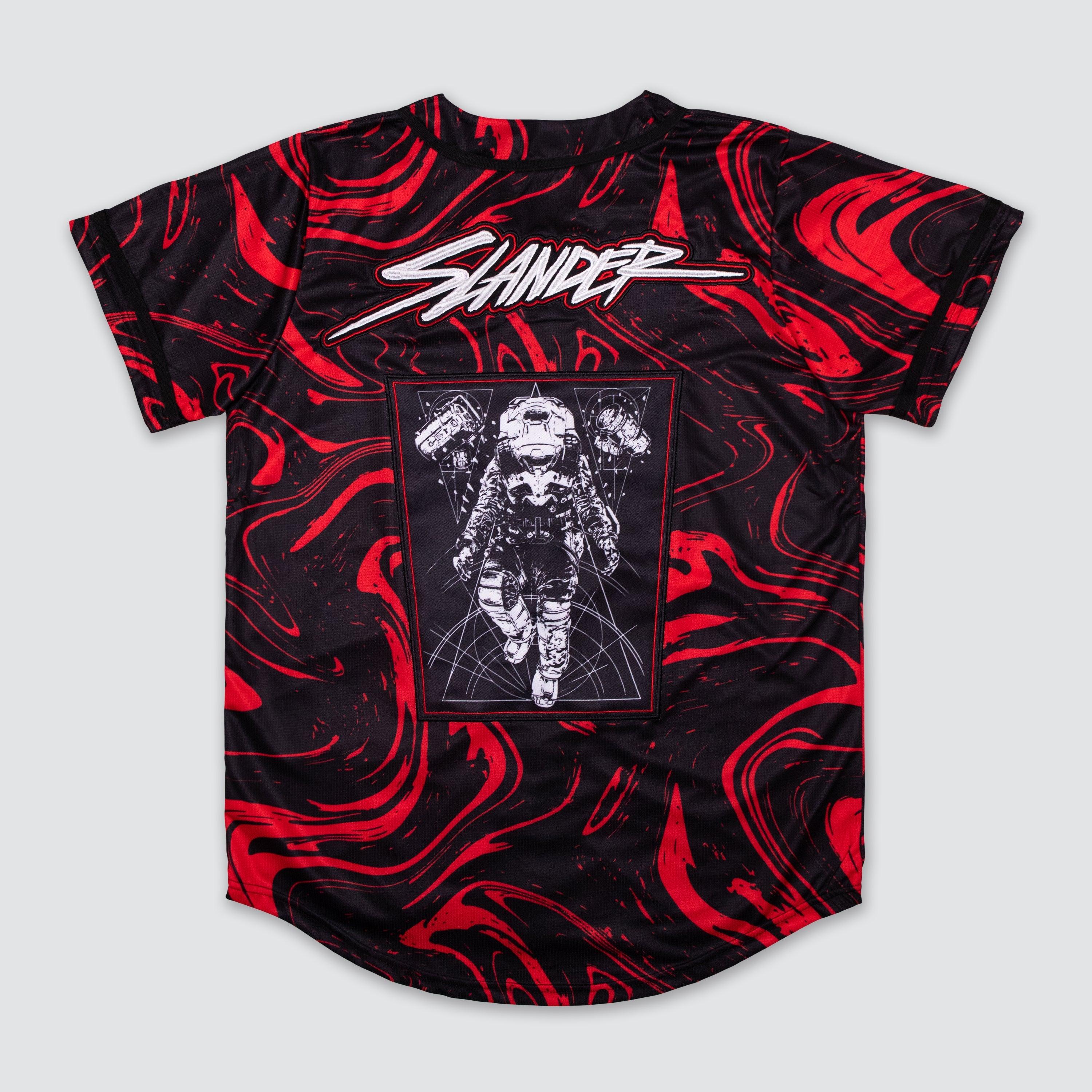 SPACEMAN JERSEY - RED/BLACK MARBLE - Baseball Jersey -  Slander-  Electric Family Official Artist Merchandise