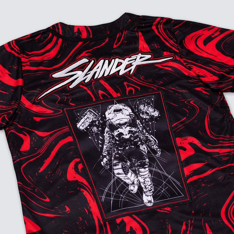 SPACEMAN JERSEY - RED/BLACK MARBLE - Baseball Jersey -  Slander-  Electric Family Official Artist Merchandise