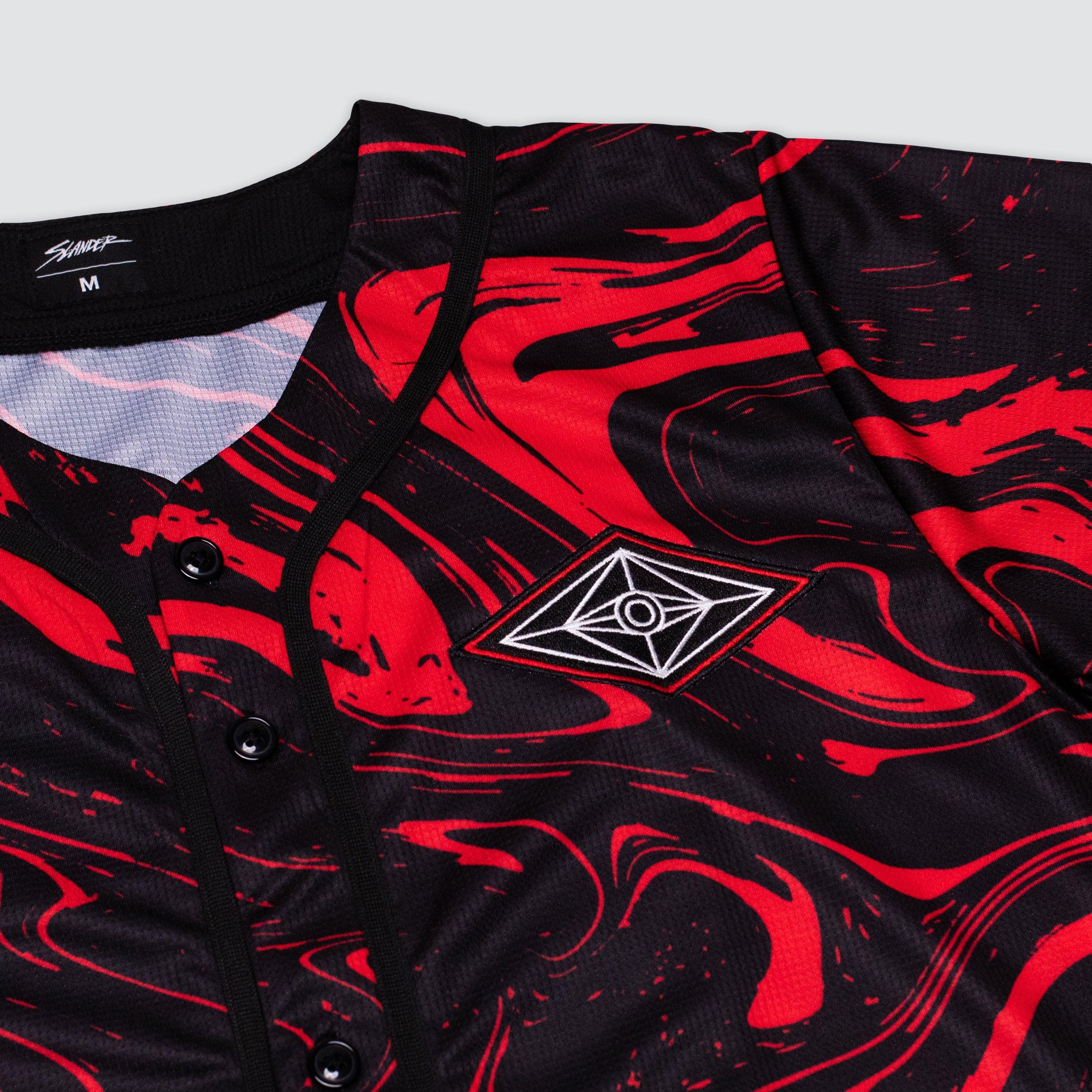 SPACEMAN JERSEY - RED/BLACK MARBLE - Baseball Jersey -  Slander-  Electric Family Official Artist Merchandise