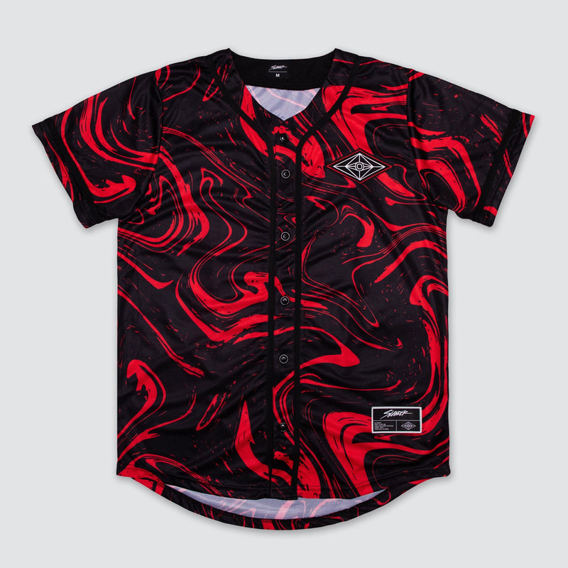 SPACEMAN JERSEY - RED/BLACK MARBLE - Baseball Jersey -  Slander-  Electric Family Official Artist Merchandise