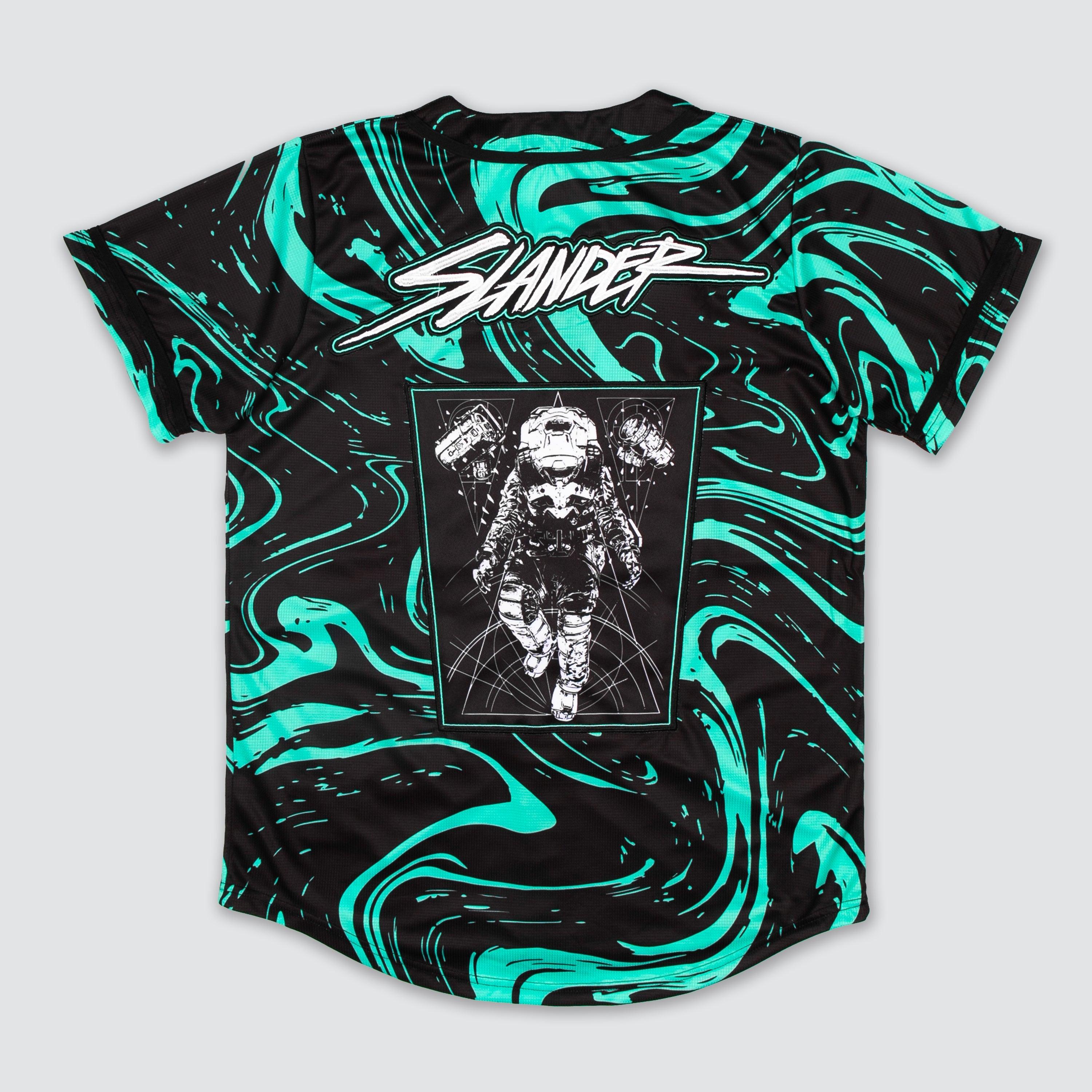 SPACEMAN JERSEY - TEAL/BLACK MARBLE - Baseball Jersey -  Slander-  Electric Family Official Artist Merchandise