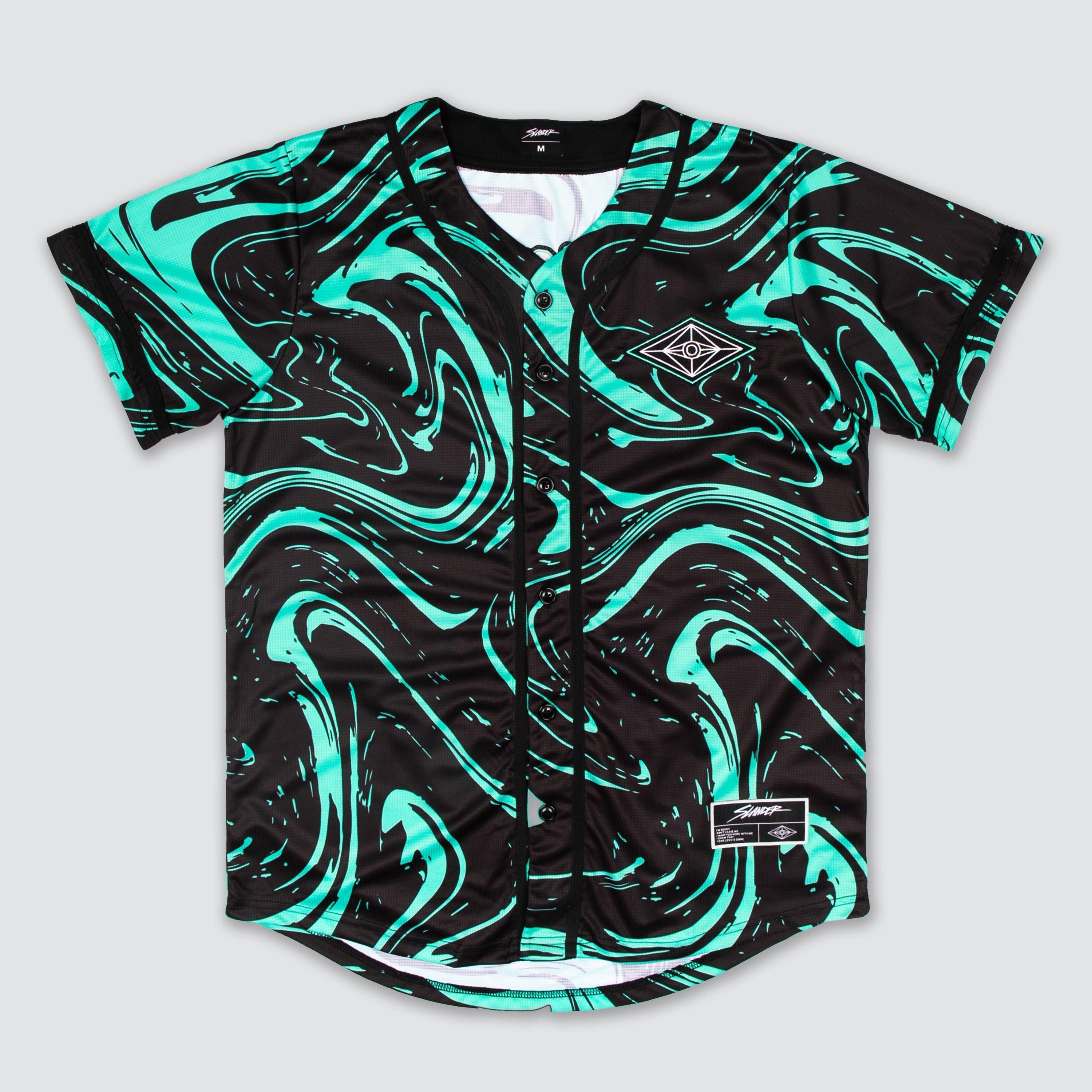 SPACEMAN JERSEY - TEAL/BLACK MARBLE - Baseball Jersey -  Slander-  Electric Family Official Artist Merchandise